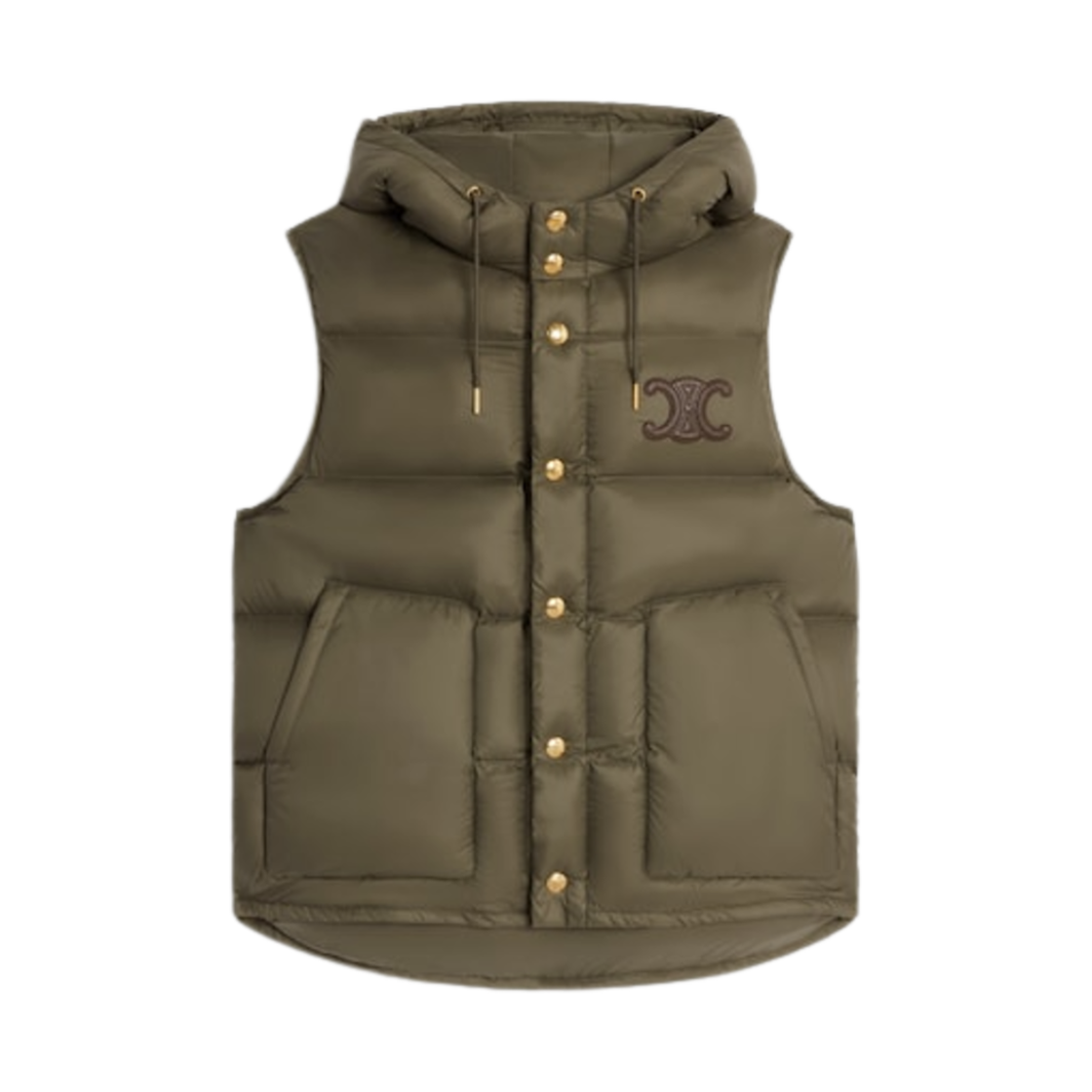 2W23B0K64-02KL (W) Celine Sleeveless Down Jacket in Light Nylon Khaki