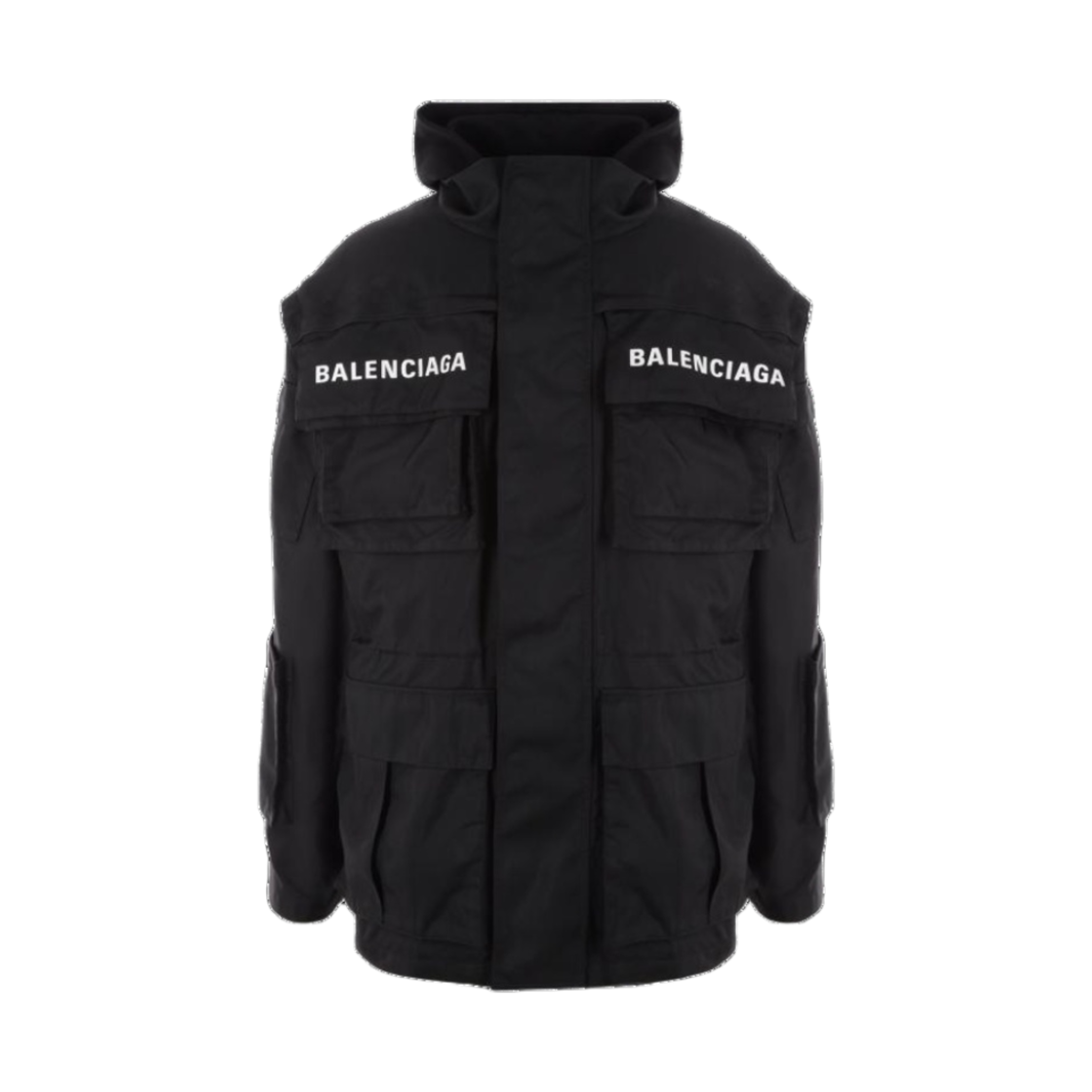 발렌시아가 저지 인서트 테크니컬 패브릭 오버사이즈 파카 블랙(Balenciaga Technical Fabric Oversized Parka with Jersey Insert Black) - 1