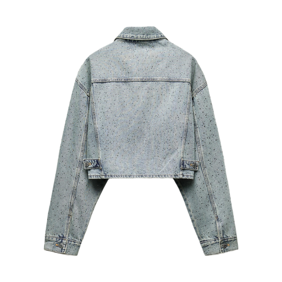 (W) 자라 크롭드 라인스톤 TRF 데님 자켓 라이트 블루((W) Zara Cropped Rhinestone TRF Denim Jacket Light Blue) - 2