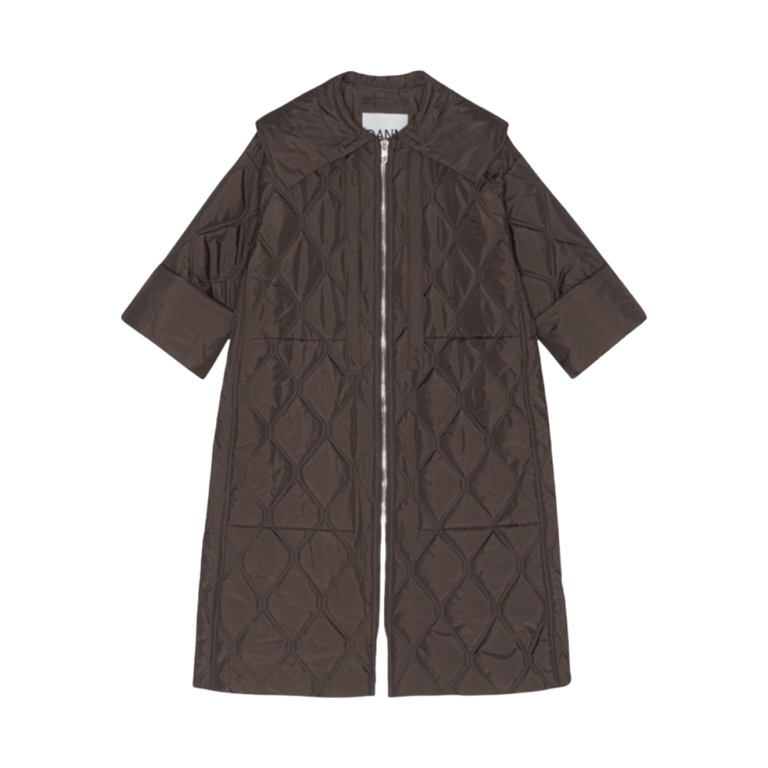 (W) 가니 립스탑 퀼트 코트 몰((W) Ganni Ripstop Quilt Coat Mole) - 1