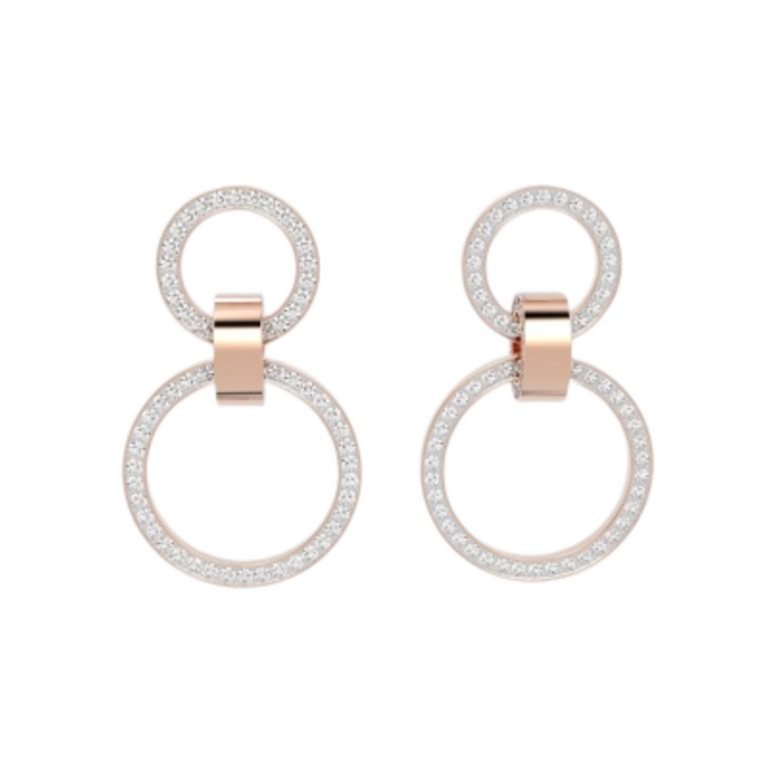 5636502 (W) Swarovski Hollow Hoop Earrings White Rose Gold Tone Plated