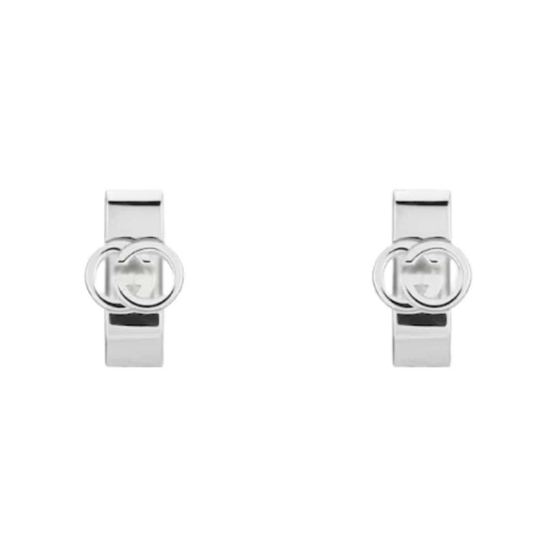 817026-J8400-8106 Gucci Interlocking Huggie Earrings 925 Sterling Silver