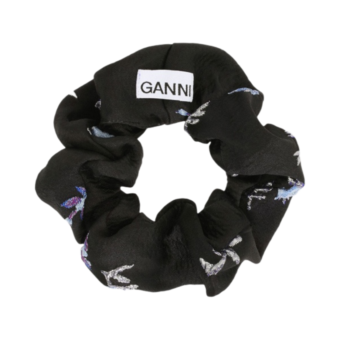 (W) 가니 3D 자카드 스크런치 블랙((W) Ganni 3D Jacquard Scrunchie Black) - 1