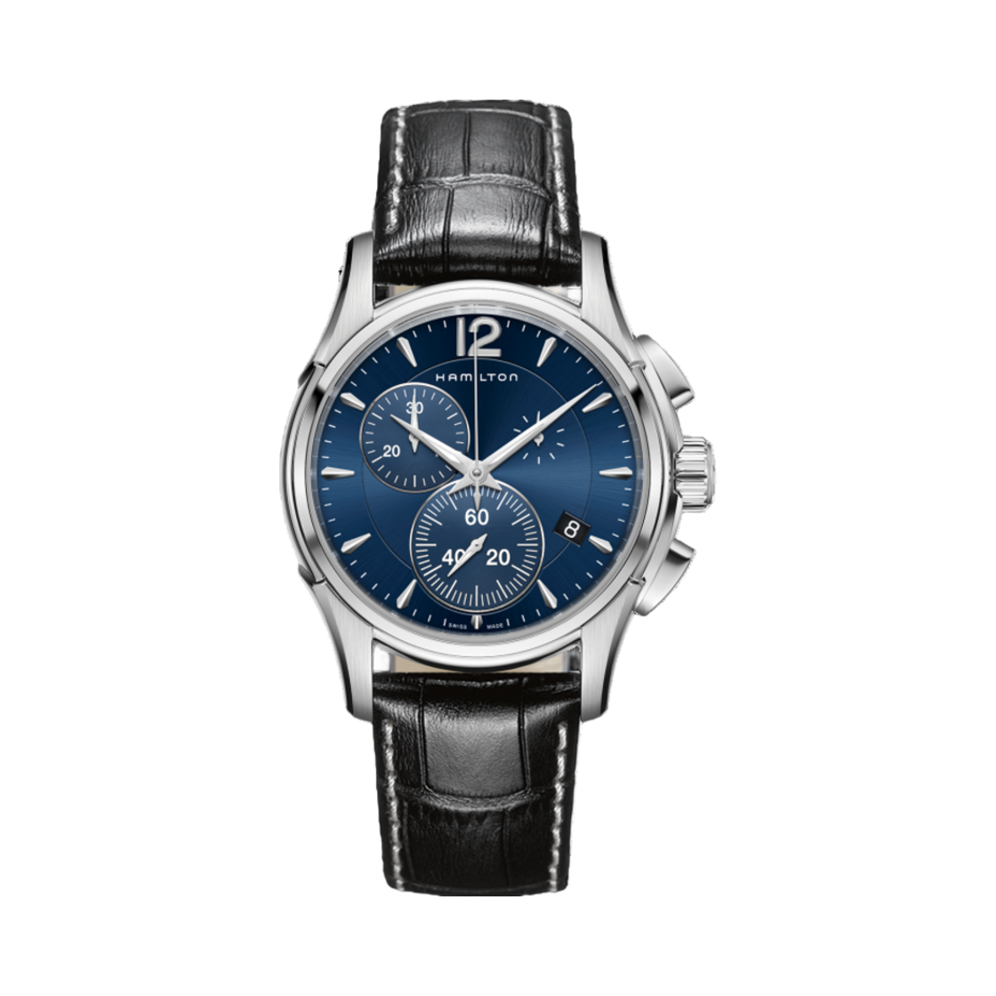 해밀턴 재즈마스터 크로노 쿼츠 42mm 스테인리스 스틸 소가죽 블루(Hamilton Jazzmaster Chrono Quartz 42mm Stainless Steel Cow Leather Blue) - 1