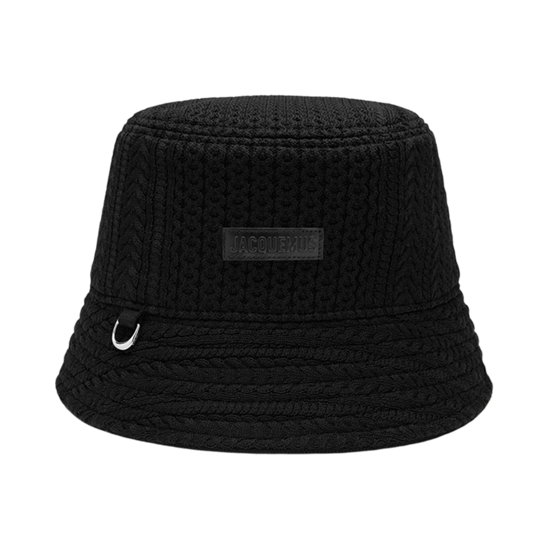 245AC648-2379-990 Jacquemus Le bob Belo Cable Knit Bucket Hat Black