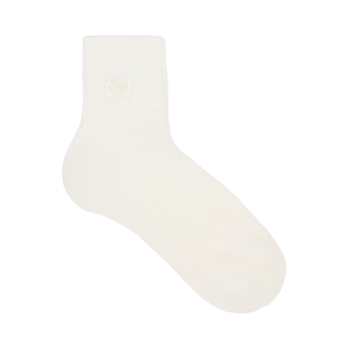 2AT6A814X-00GT (W) Celine Triomphe Socks in Ribbed Cotton Ecru