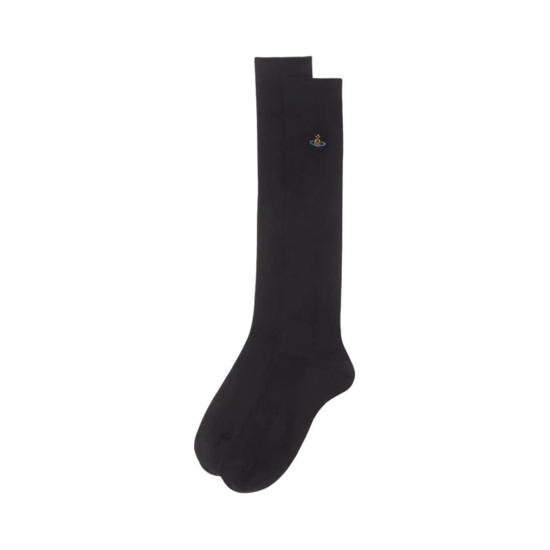 (W) 비비안 웨스트우드 원 포인트 오브 플레인 하이 삭스 블랙((W) Vivienne Westwood One Point Orb Plain High Socks Black) - 1