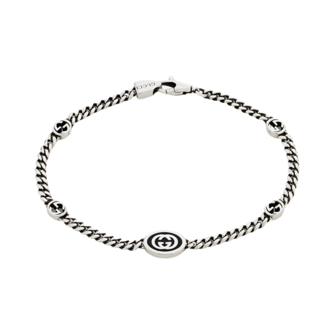 678657-J8410-8191 Gucci Thin Interlocking G Bracelet Silver