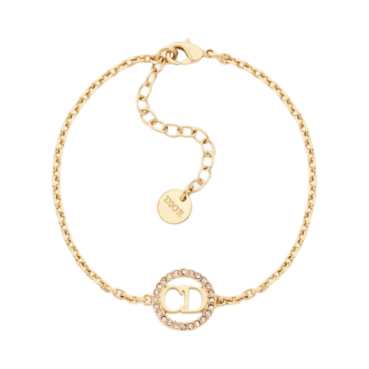 (W) Dior Clair D Lune Bracelet Gold Finish Metal & Pink Crystals