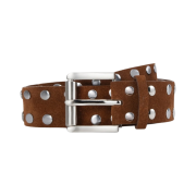 Stussy 8 Ball Studded Belt Brown Suede