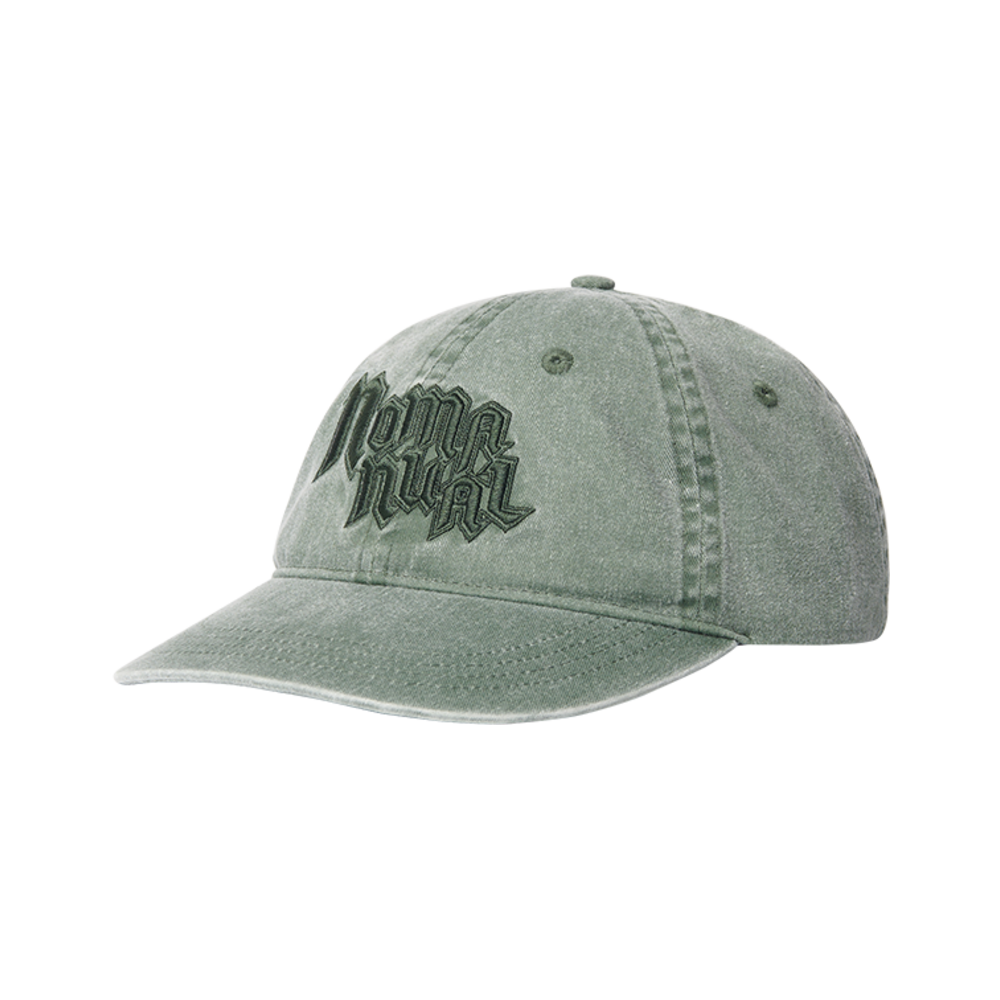 노매뉴얼 포인티드 로고 볼캡 워시드 카키