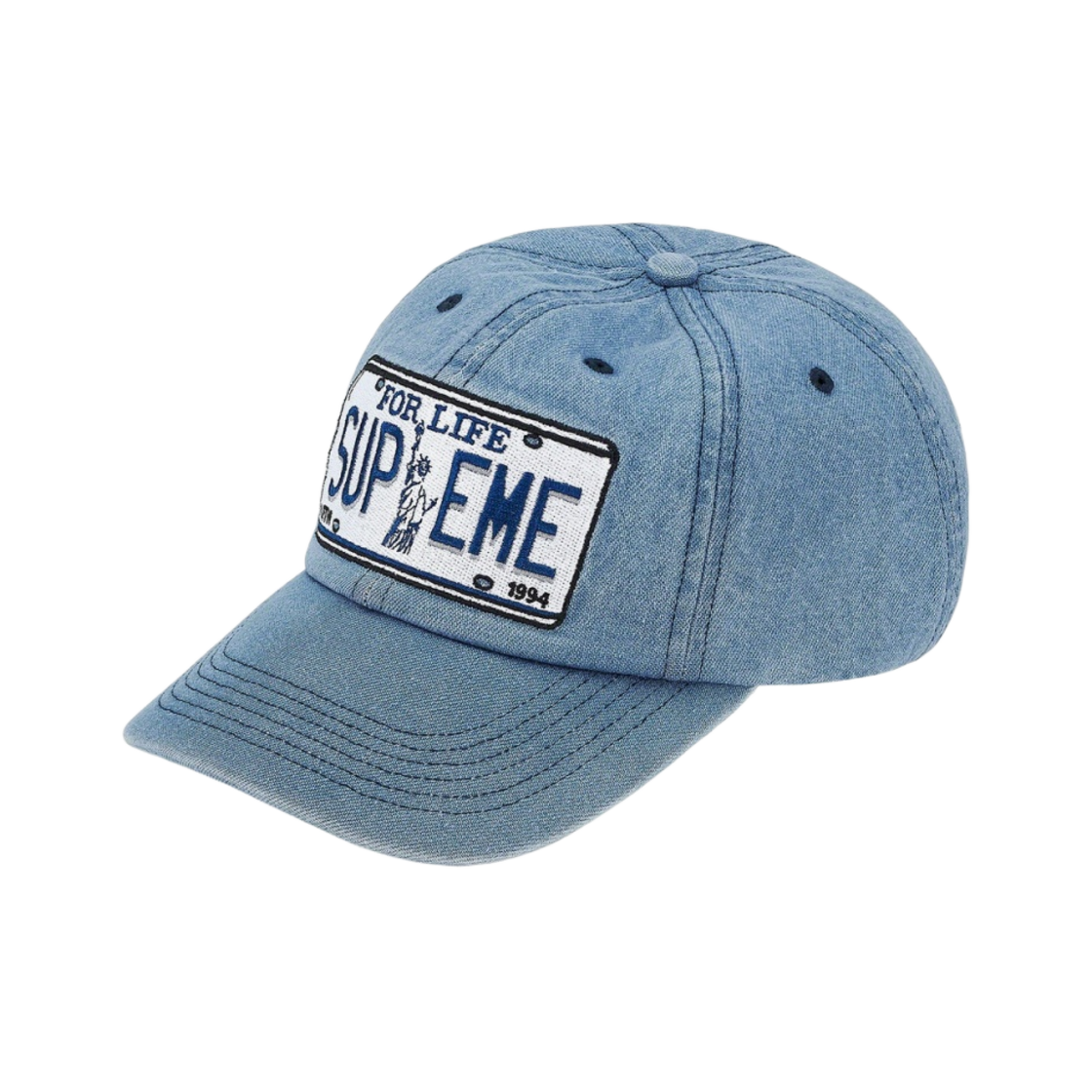 帽子 Supreme License Plate 6Panel Washed Blue Supreme License Plate 6-Panel