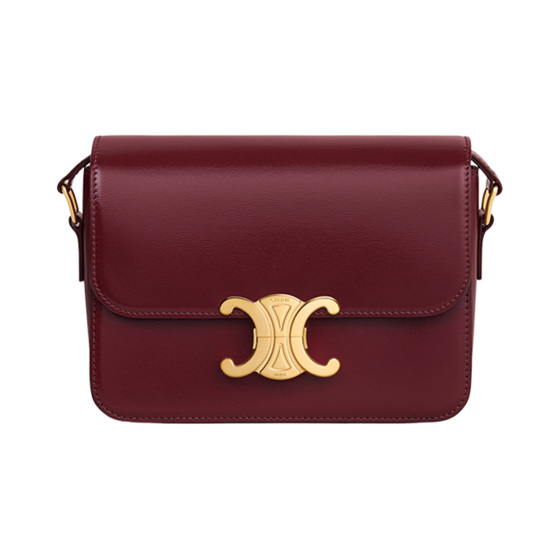 188423BF4-28LB Celine Teen Triomphe Bag in Shiny Calfskin Light Burgundy