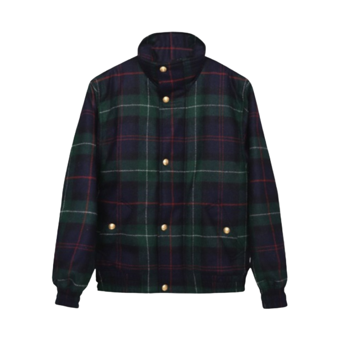 (W) 셀린느 타탄 울 오버사이즈 퀼티드 자켓 네이비 그린((W) Celine Tartan Wool Oversized Quilted Jacket Navy Green) - 1