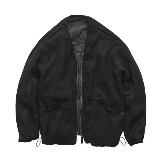 PL5PLN4721BA Polyteru Reversible Liner Jacket Silk Linen Black & Rhombus Charcoal