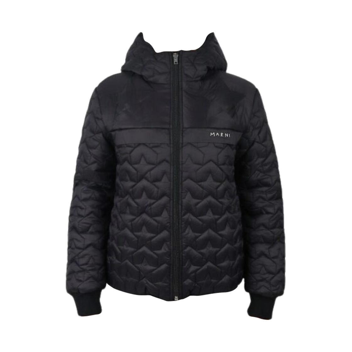 (키즈) 마르니 로고 자수 퀄팅 후드 자켓 블랙((Kids) Marni Logo Embroidered Quilting Hooded Jacket Black)
