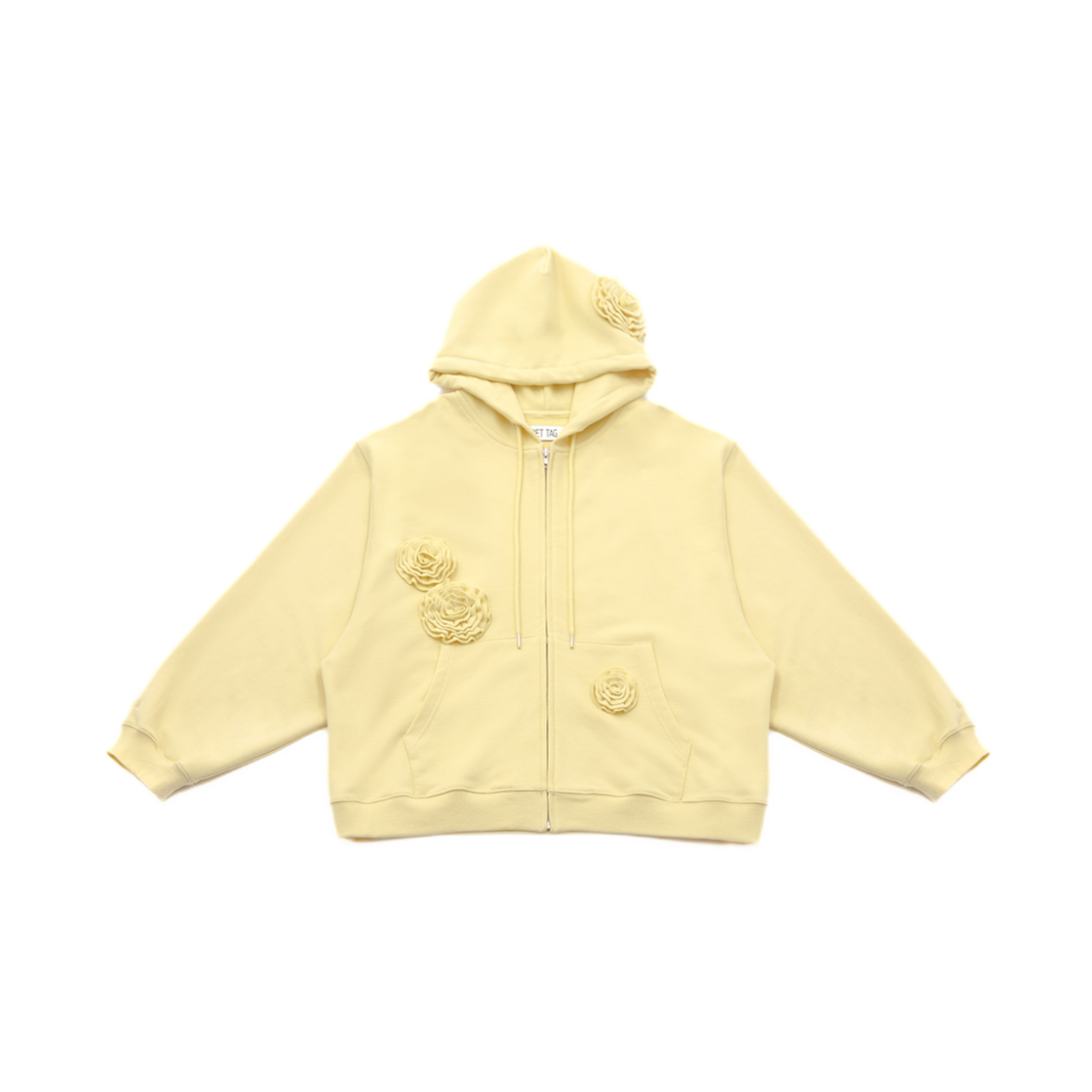 웻태그 플라워 패치드 후드집업 버터