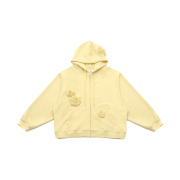 WET TAG Flower Patched Zip Up Hoodie Butter