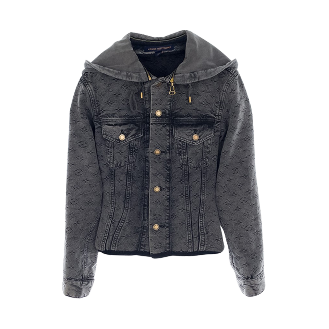IT2LAGG9UR49_01 Louis Vuitton Effect Monogram Denim Jacket 36 Grey