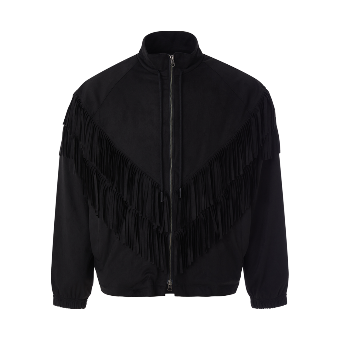 이프엘스 스웨이드 프린지 트랙 자켓 블랙(If Else Suede Fringe Track Jacket Black) - 1