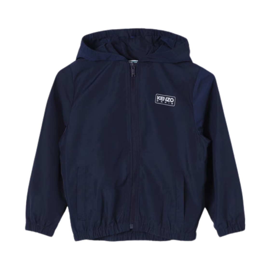 K60361-84A (Kids) Kenzo Zipped Hooded Windbreaker Navy Blue