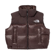 (W) The North Face White Label Novelty Nuptse Down Vest Brown