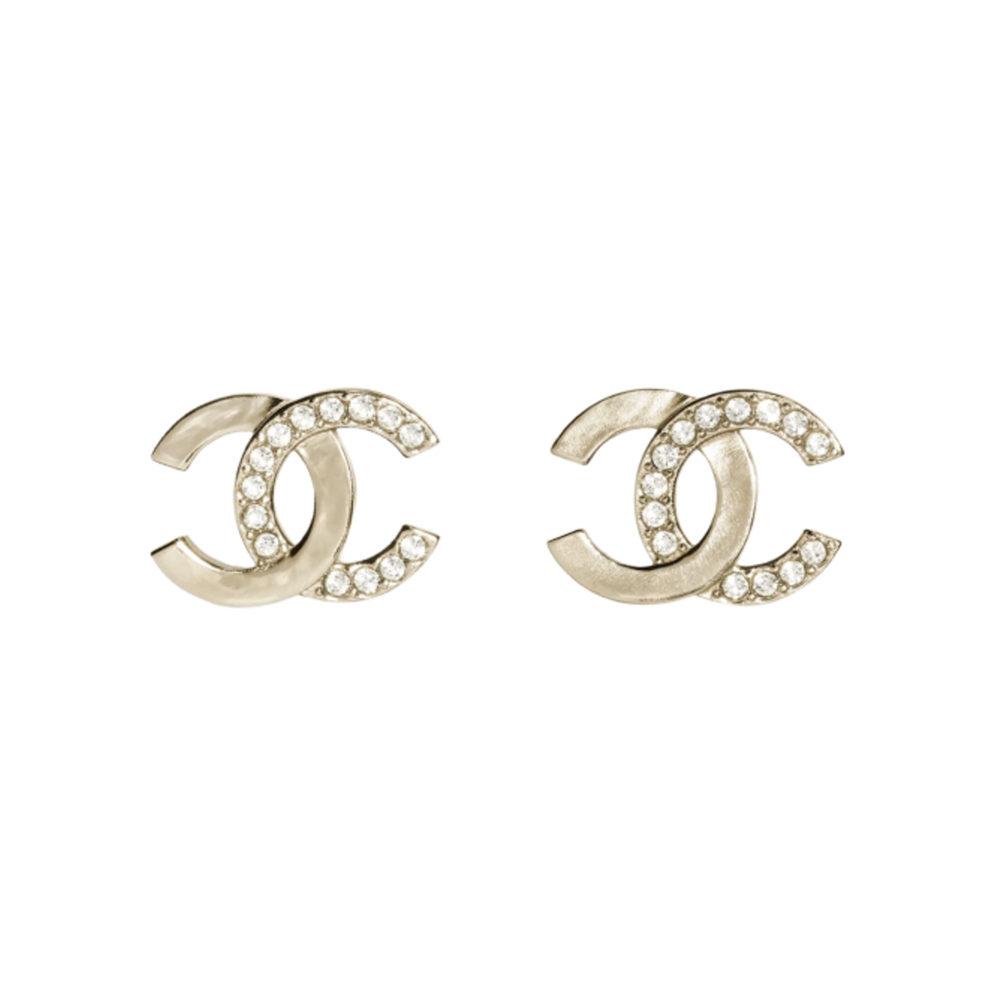 (W) 샤넬 스터드 이어링 메탈 스트라스 & 골드 크리스탈((W) Chanel Stud Earrings Metal Strass & Gold Crystal) - 1