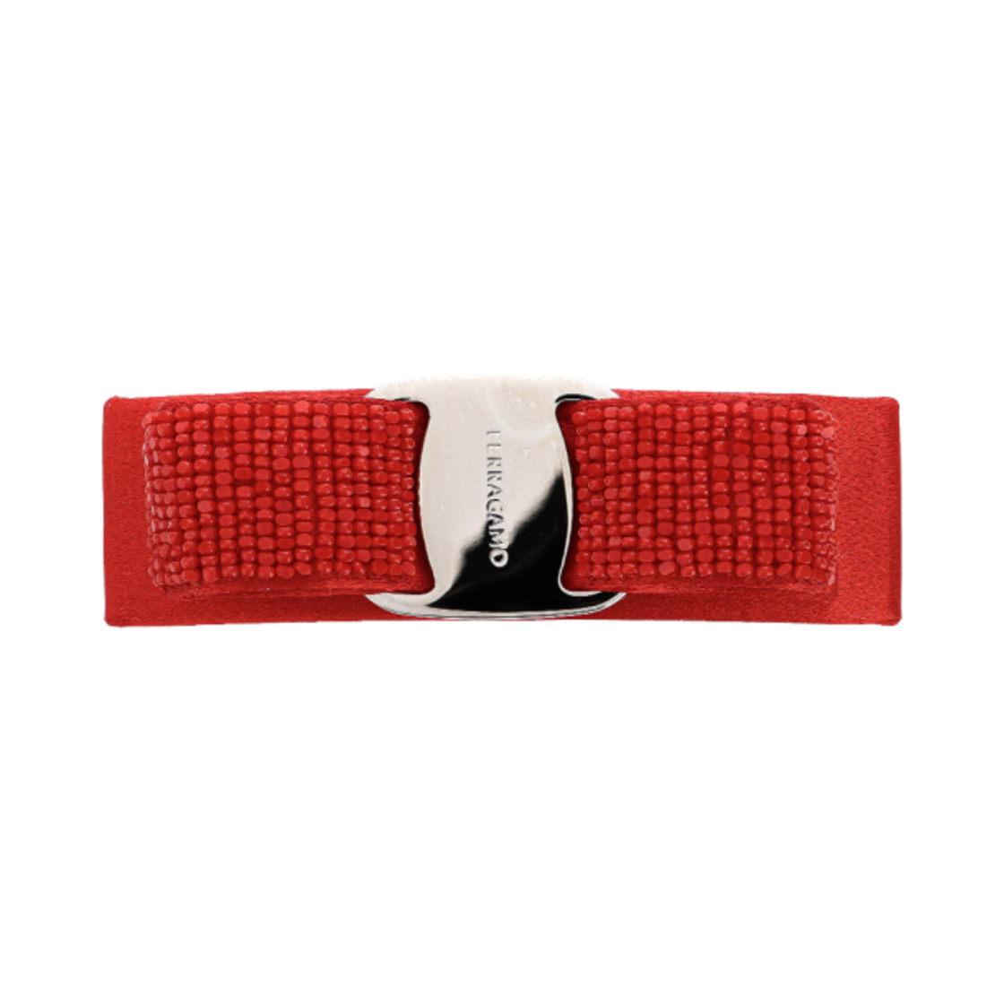 340418-771499 (W) Ferragamo Vara Bow Hair Clip with Beading Red