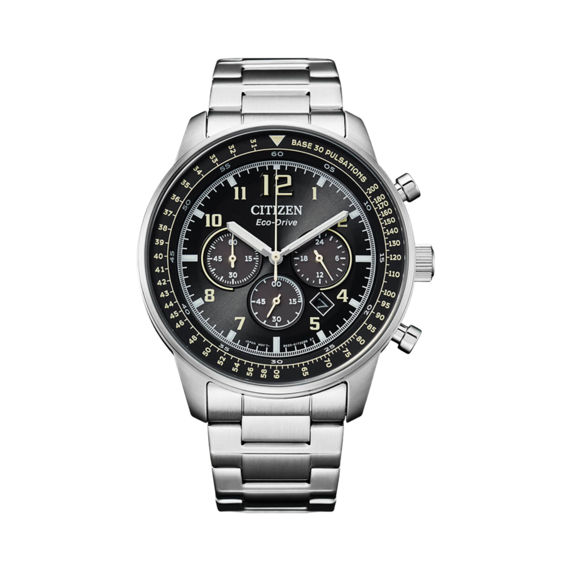 시티즌 크로노그래프 에코드라이브 44mm 스테인리스 스틸 블랙 실버(Citizen Chronograph Eco-Drive Gent 44mm Stainless Steel Black Silver) - 1