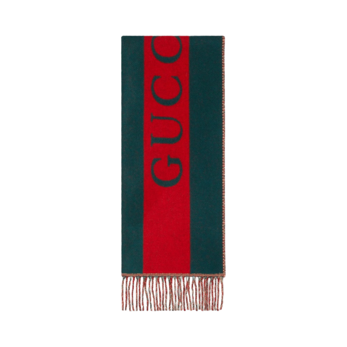 765626-4G200-3179 Gucci Web Jacquard Wool Scarf Green Red Web