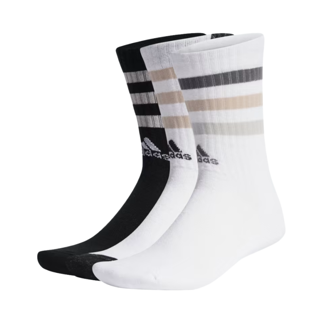 IC1279 Adidas Bold 3S Cushioned Crew Socks White Black (3 Pack)