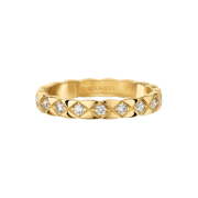 Chanel Coco Crush Ring Quilted Motif Mini & 18K Yellow Gold Diamonds