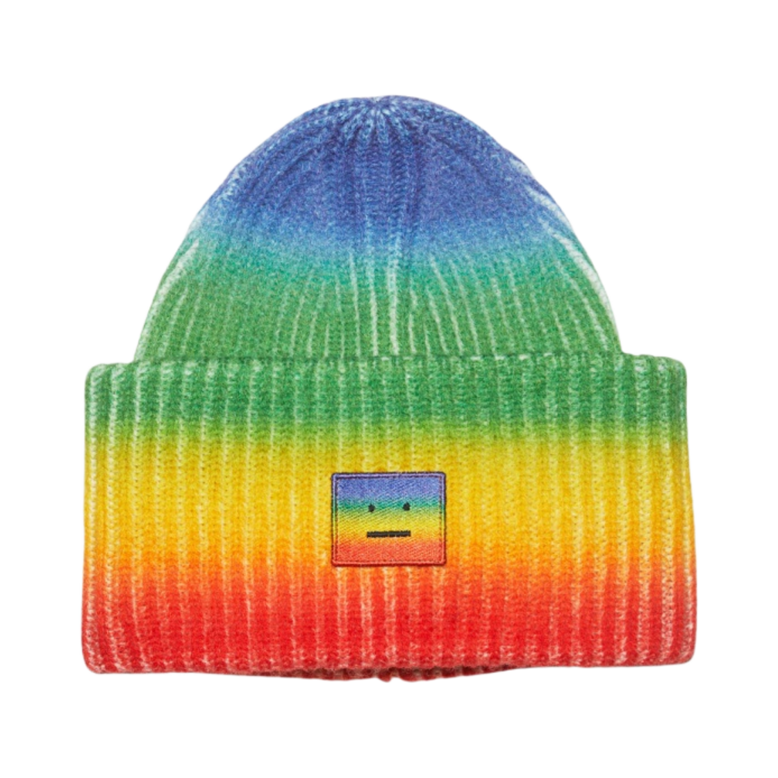아크네 스튜디오 레인보우 니트 비니 햇 코랄 레드 그린(Acne Studios Rainbow Knit Beanie Hat Coral Red Green) - 1