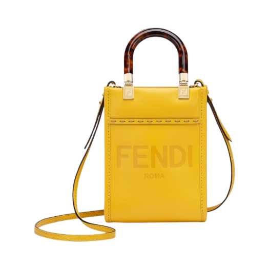 Fendi Roma Mini Sunshine Shopper Leather Mini Bag Yellow