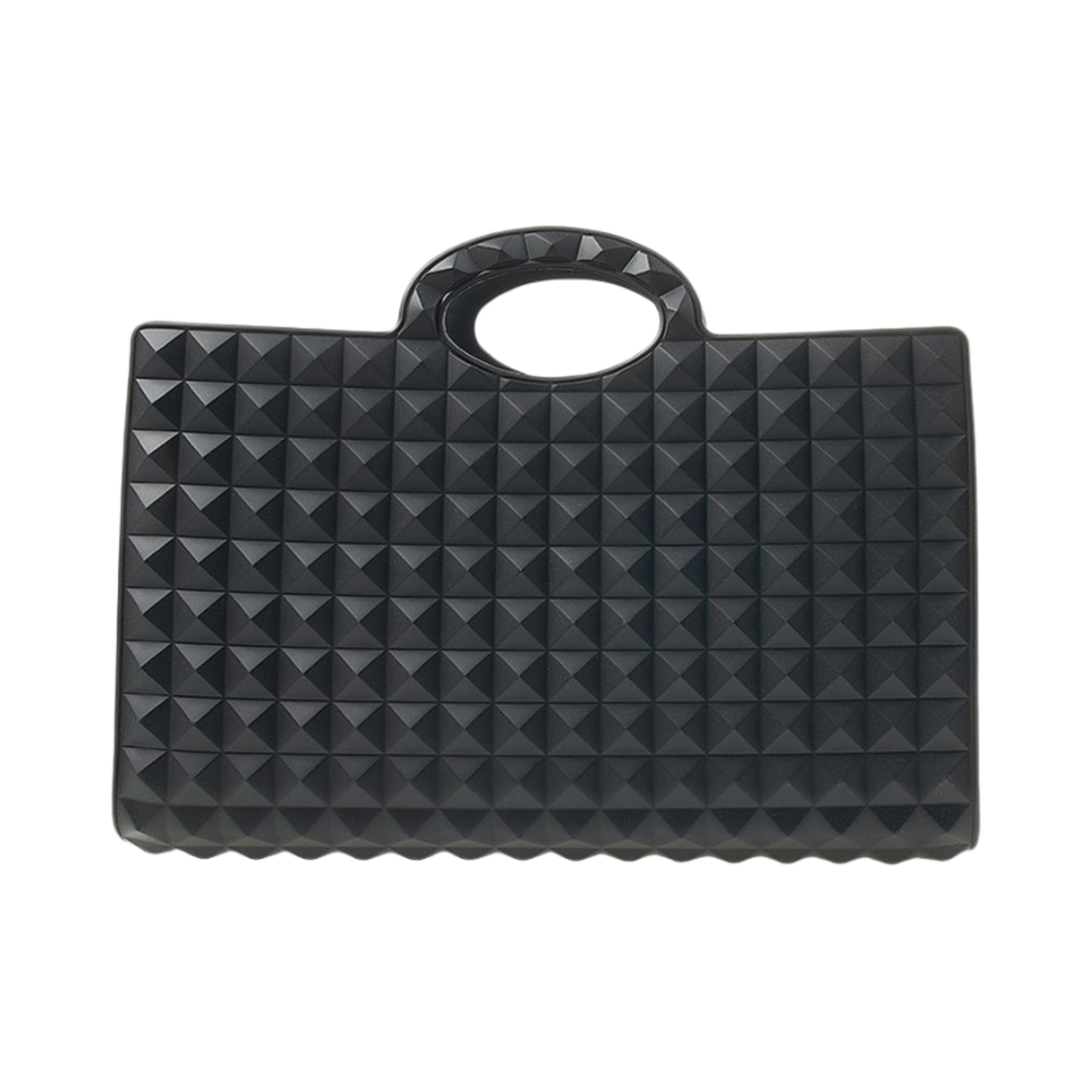 B0M00QGX0NO Valentino Le Troisieme Rubber Shopping Bag Black