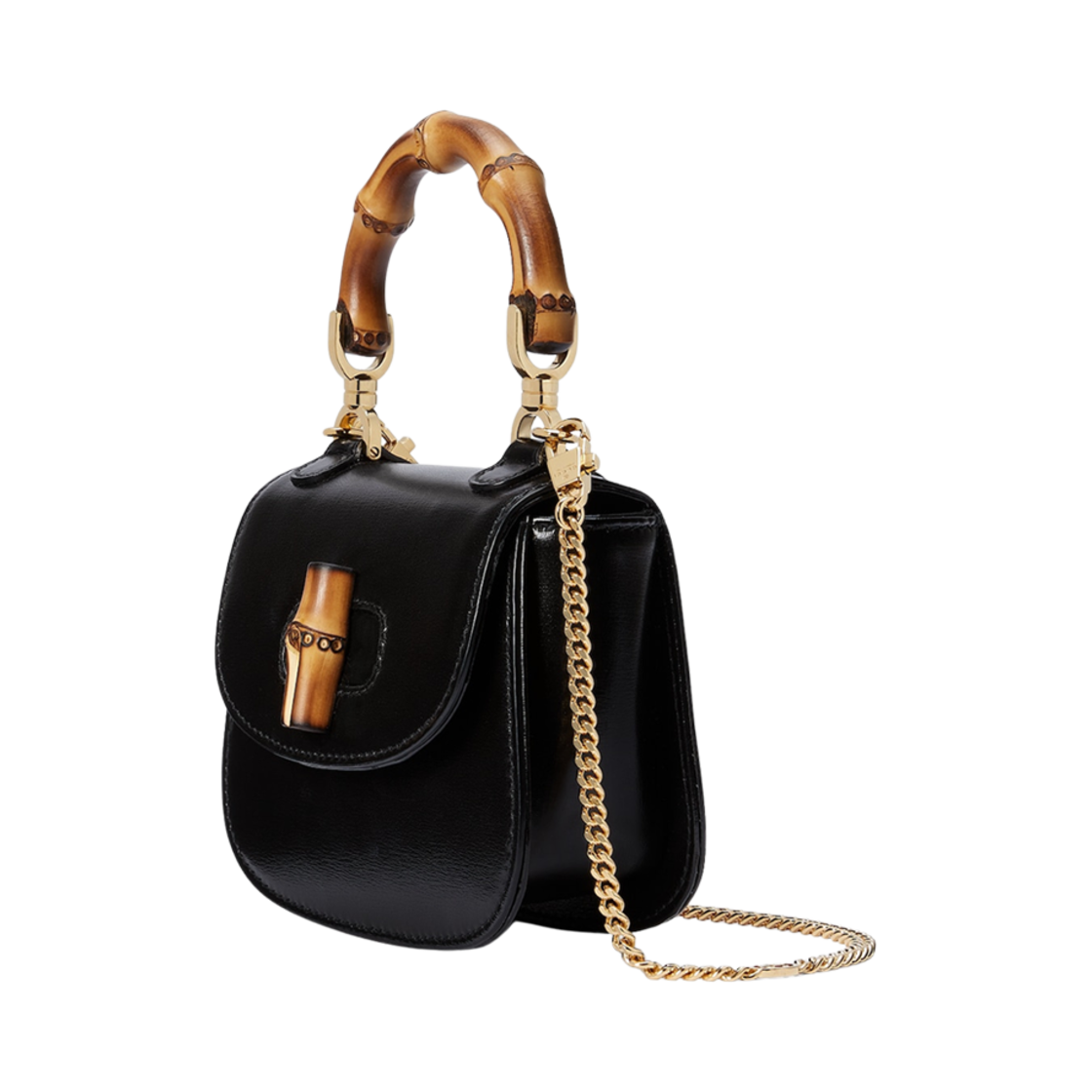 구찌 뱀부 1947 슈퍼 미니백 블랙 레더(Gucci Bamboo 1947 Super Mini Bag Black Leather) - 2