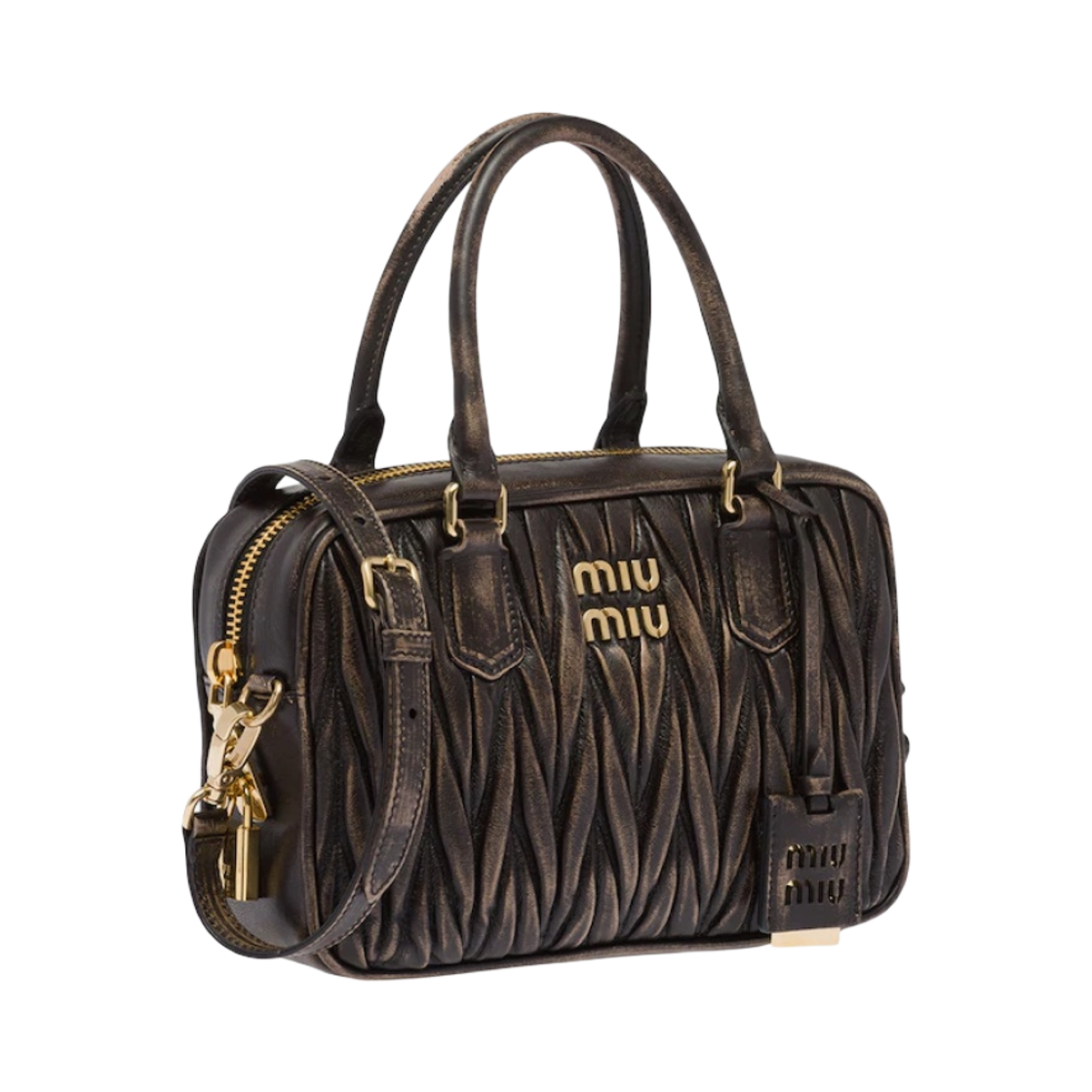 미우 미우 마테라쎄 나파 가죽 탑 핸들백 샌드 커피(Miu Miu Matelasse Nappa Leather Top Handle Bag Sand Coffee) - 2