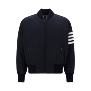 Thom Browne Poly Twill 4-Bar Oversized Knit Down Blouson Jacket Navy