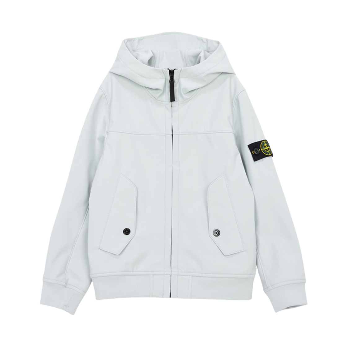 (키즈) 스톤 아일랜드 4100002 라이트 소프트 쉘-R E.다이 테크놀로지 리사이클드 폴리에스터 워터-앤 윈드-레지스턴트 멤브레인 후드 자켓 스카이블루 - 25SS((Kids) Stone Island 4100002 Light Soft Shell-R E.Dye Technology in Recycled Polyester Hooded Jacket with Water-and Wind-Resistant Membrane Sky Blue - 25SS) - 1