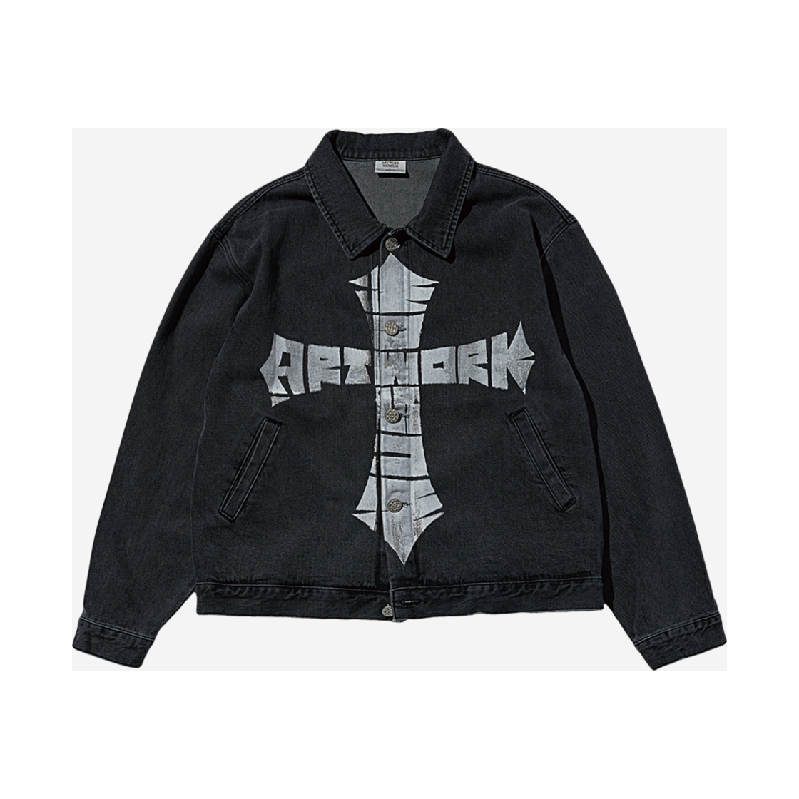 CLGD301_Ch Artwork Museum Cross Logo Denim Jacket Charcoal