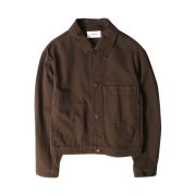 Lemaire Heavy Garment Dyed Denim Boxy Trucker Jacket Espresso