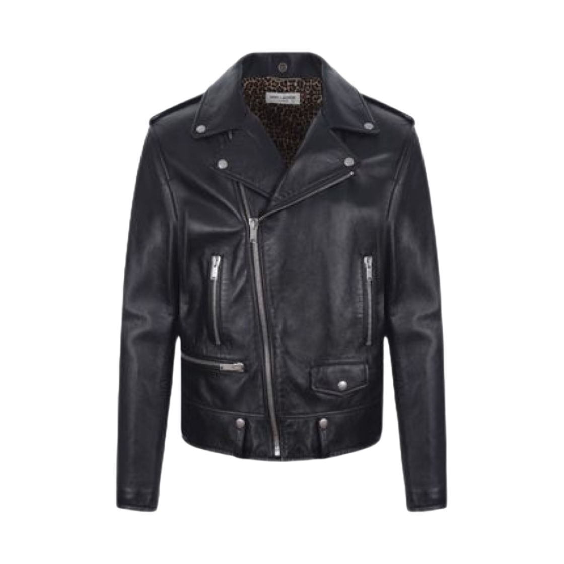 689166-YCFC2-1000 Saint Laurent Leather Biker Jacket Black