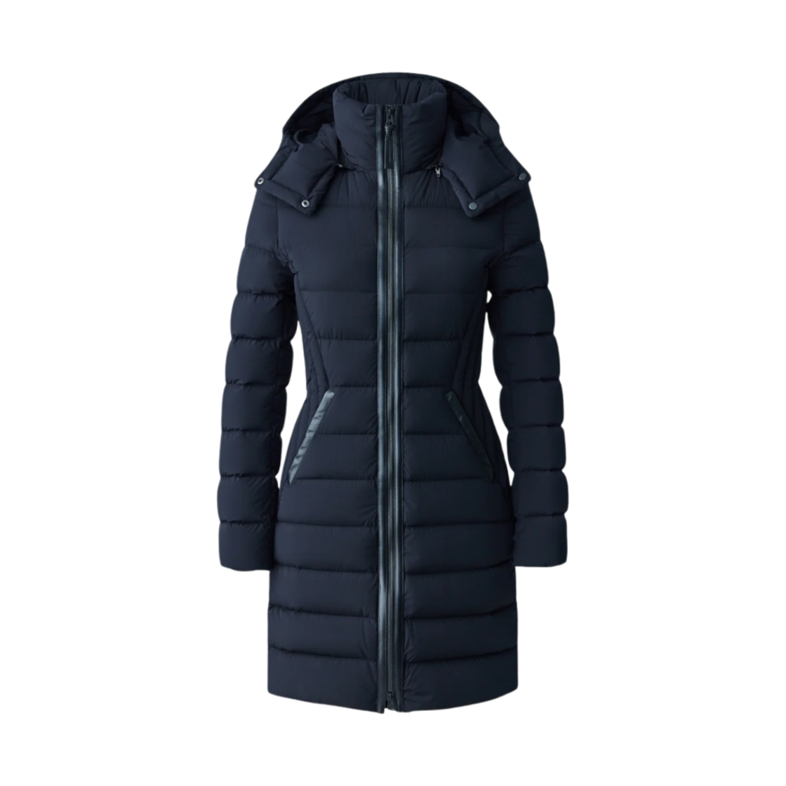 (W) 맥카지 파렌 애자일-360 스트레치 라이트 다운 코트 리무버블 후드 블랙((W) Mackage Farren Agile-360 Stretch Light Down Coat with Removable Hood Black) - 1