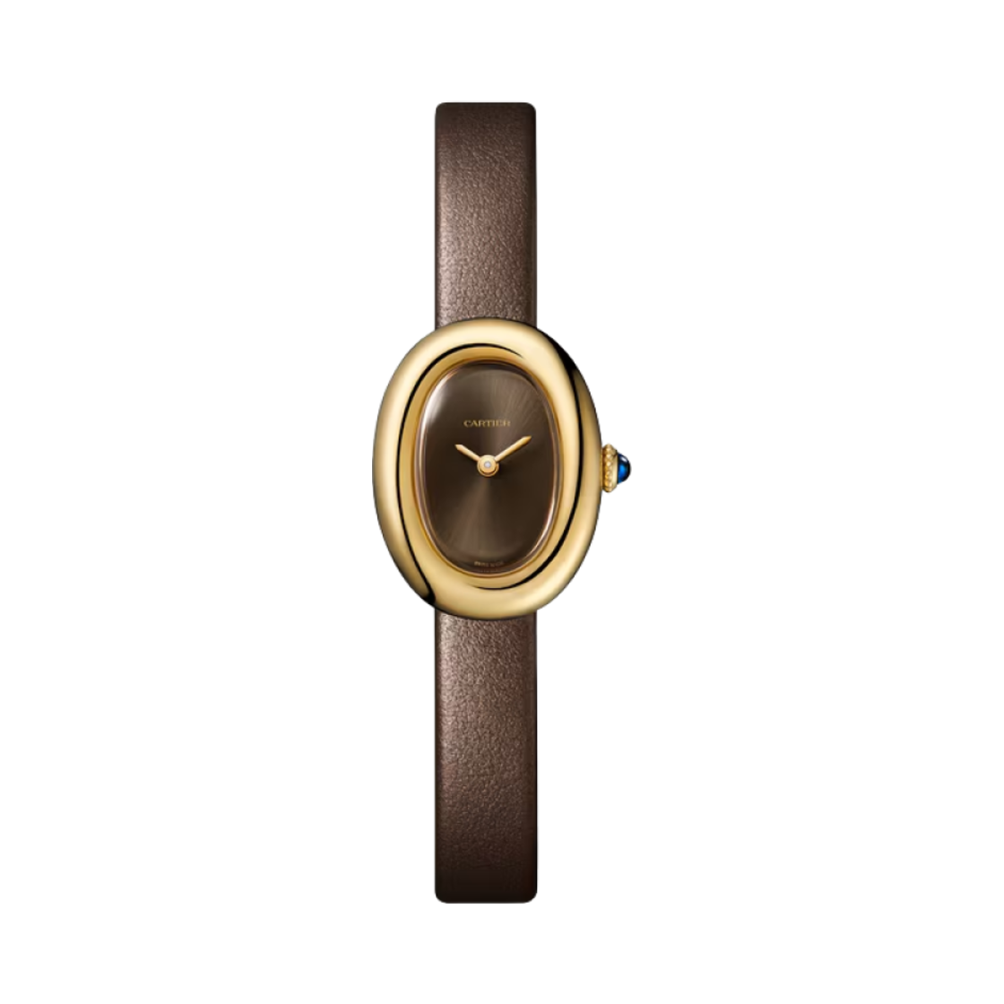 까르띠에 베누아 워치 미니 쿼츠 옐로우 골드 브러쉬드 카프스킨 브론즈(Cartier Baignoire Watch Mini Quartz Yellow Gold Brushed Calfskin Bronze)