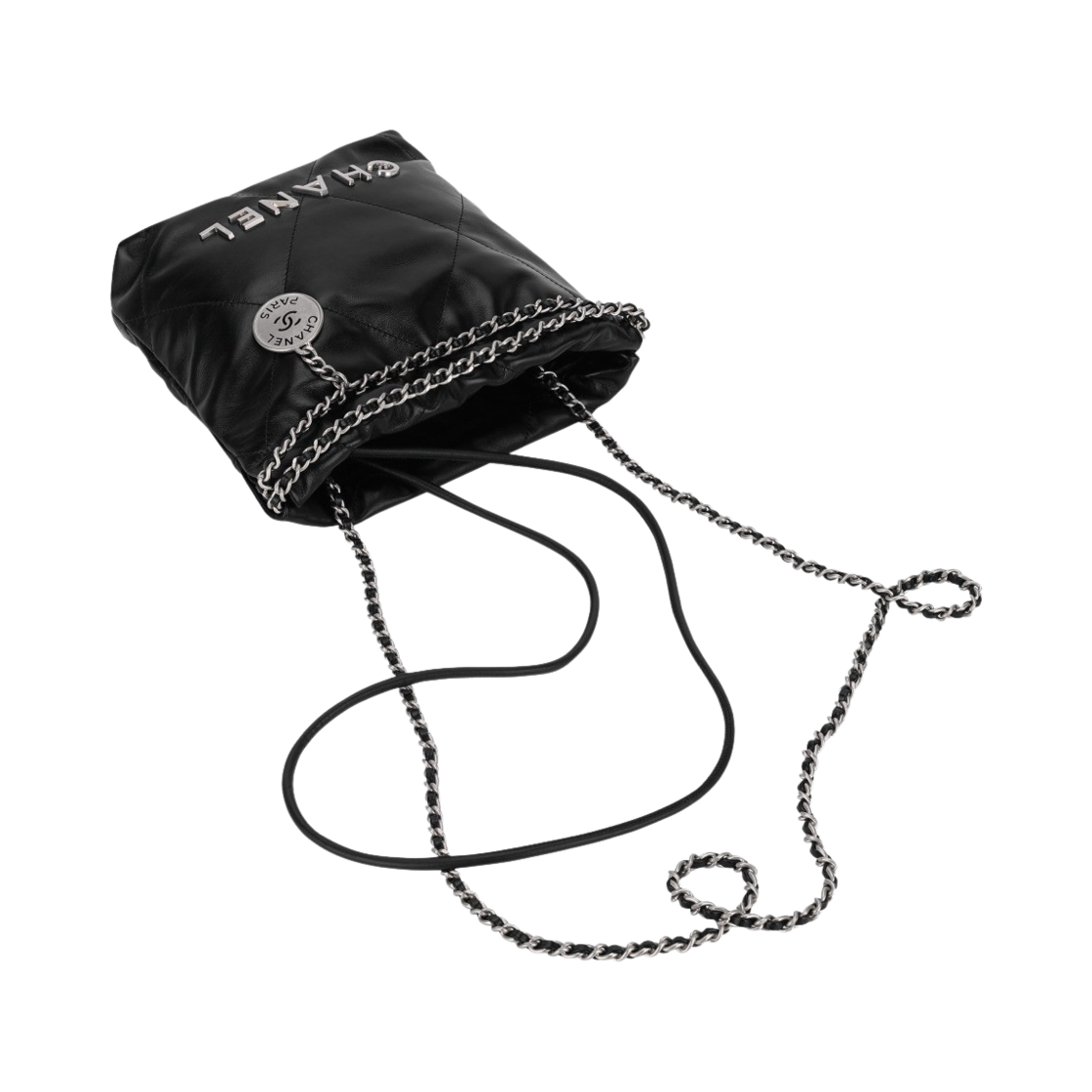샤넬 22 미니 핸드백 카프스킨 & 실버 메탈 블랙(Chanel 22 Mini Handbag Calfskin & Silver Black) - 3