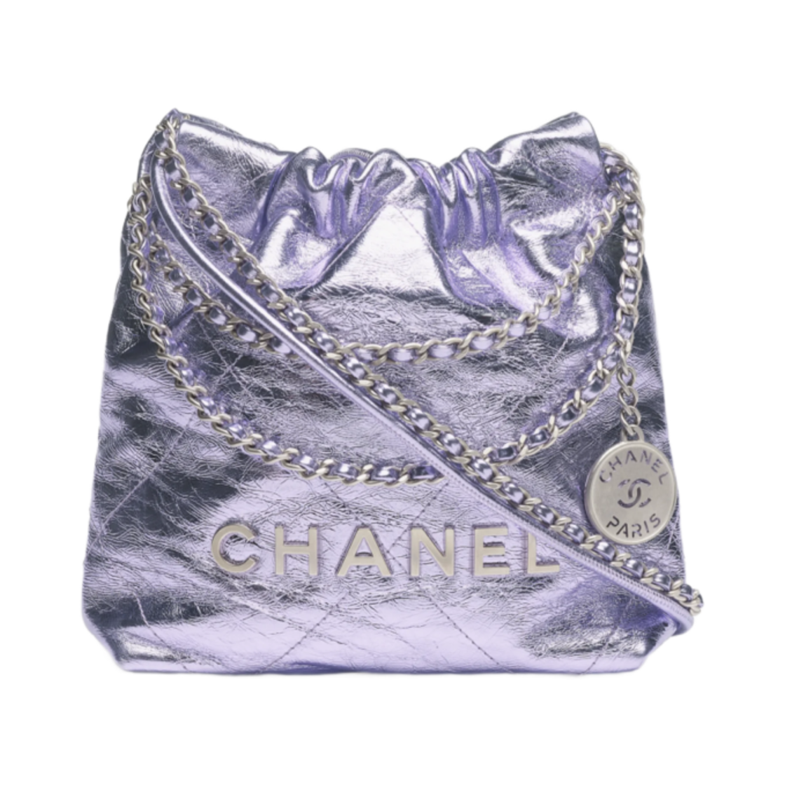 샤넬 22 미니 핸드백 메탈릭 카프스킨 & 실버 메탈 라일락(Chanel 22 Mini Handbag Metallic Calfskin & Silver Lilac) - 1