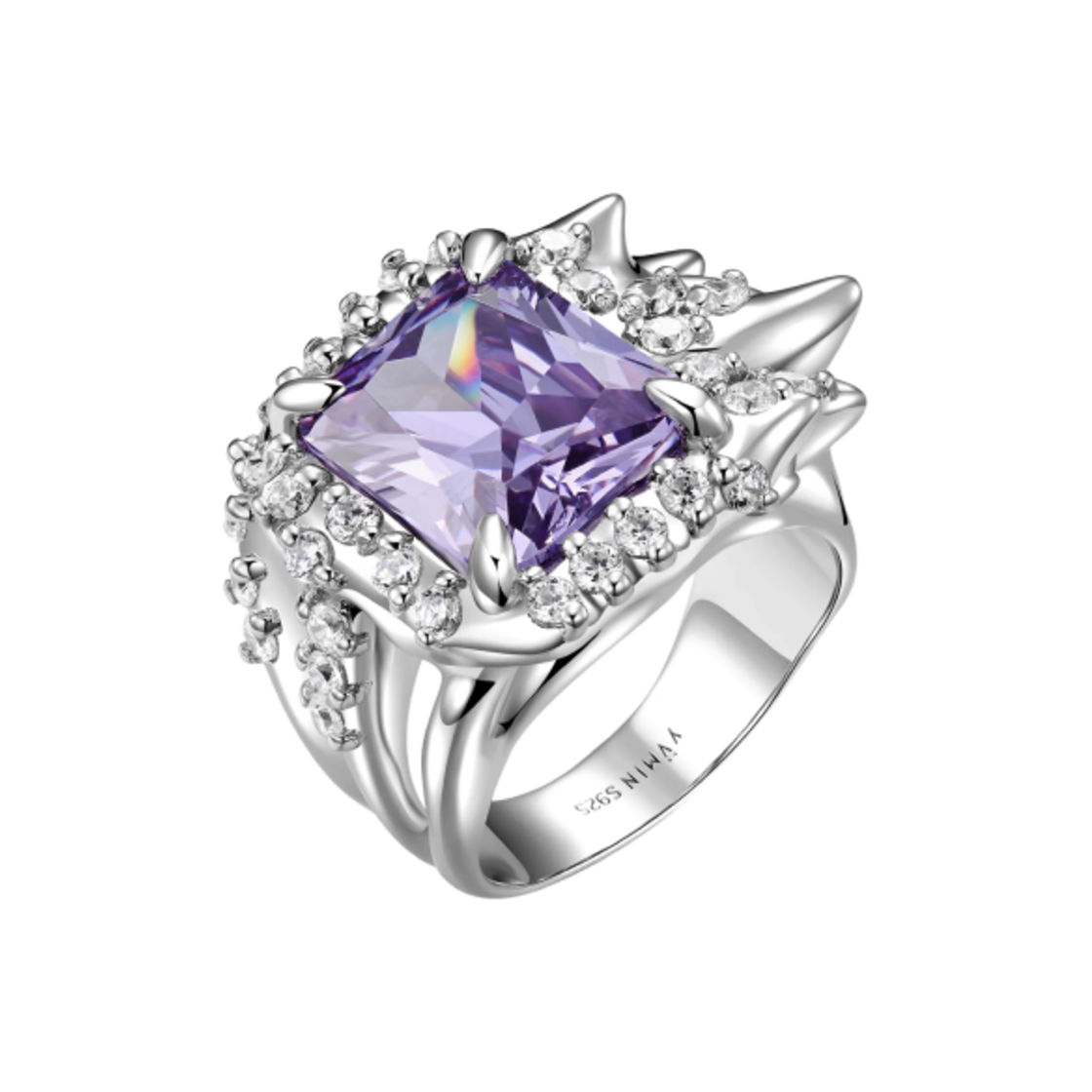 - (W) Yvmin Ripple Liquefied Square Zircon Ring Silver