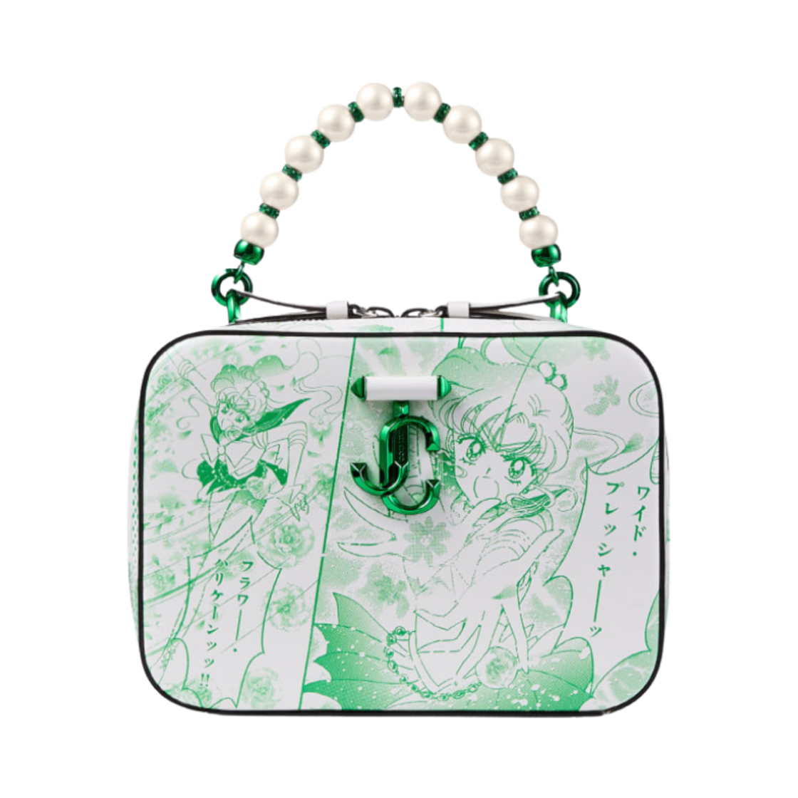 SMAVENUEVANITYBAGCYU Jimmy Choo x Pretty Guardian Sailor Moon Sailor Jupiter Avenue Vanity Bag Green White