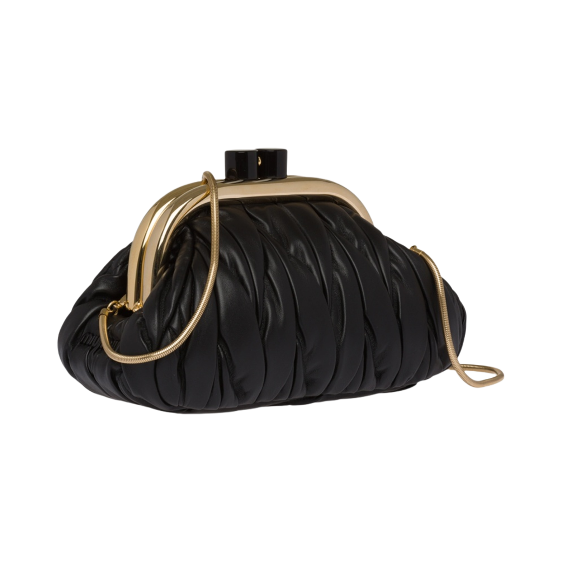 미우 미우 나파 가죽 미우 벨 클러치 블랙(Miu Miu Nappa Leather Miu Belle Clutch Black) - 2