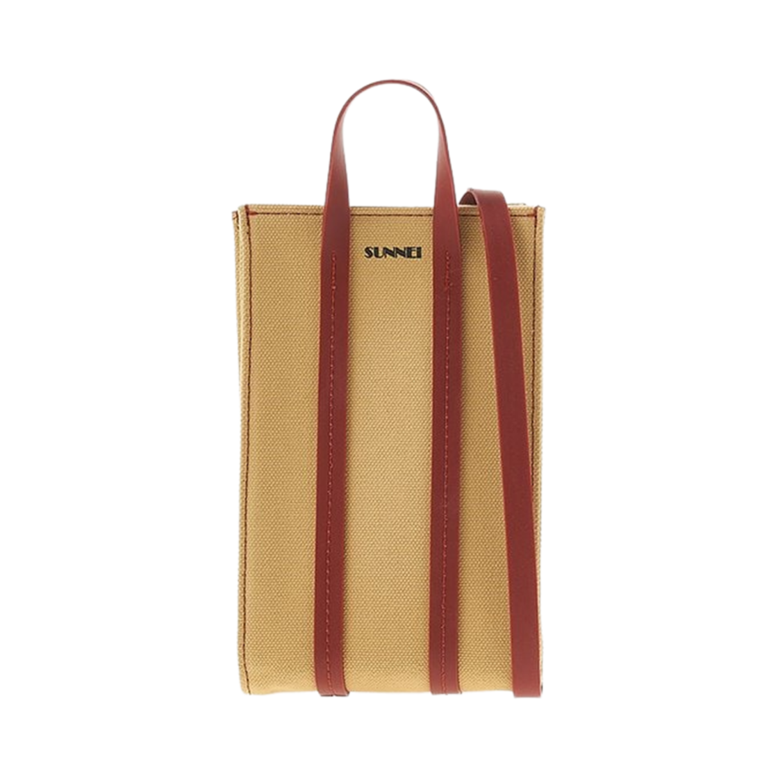 CACCXSLG008-CAN001-ZBN Sunnei Micro Parallelepipedo Tote Bag Beige Red